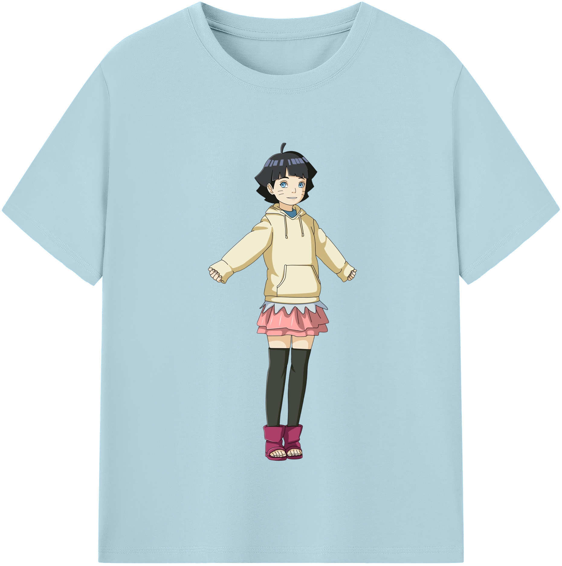 （画像用） NARUTO -ナルト- うずまき ヒマワリ Uzumaki Himawari 綿100％半袖Tシャツ（フロントプリント）